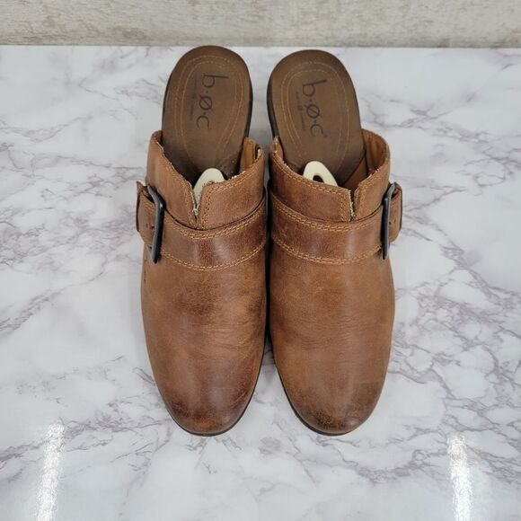 BOC Born Concepts Brown Leather Split Toe Buckel Heel Mule Women's Size 11 - Picture 8 of 14